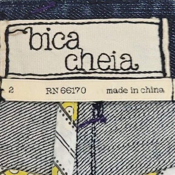 Bica Cheia Button Front Denim Mini Skirt | Size 2 | Stretchy High Waist Skirt - Picture 8 of 12